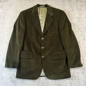 Kenzo Corduroy Suit Mens 50 Olive Green Vintage 3 Button Blazer Professor Preppy